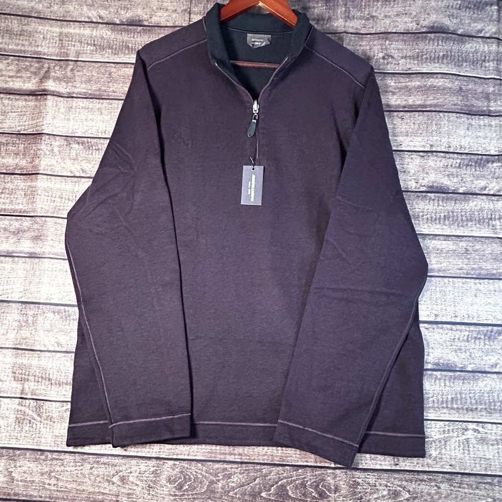 Johnston & Murphy Mens Icon Reversible Quarter Zip Pullover Burgundy XL NEW